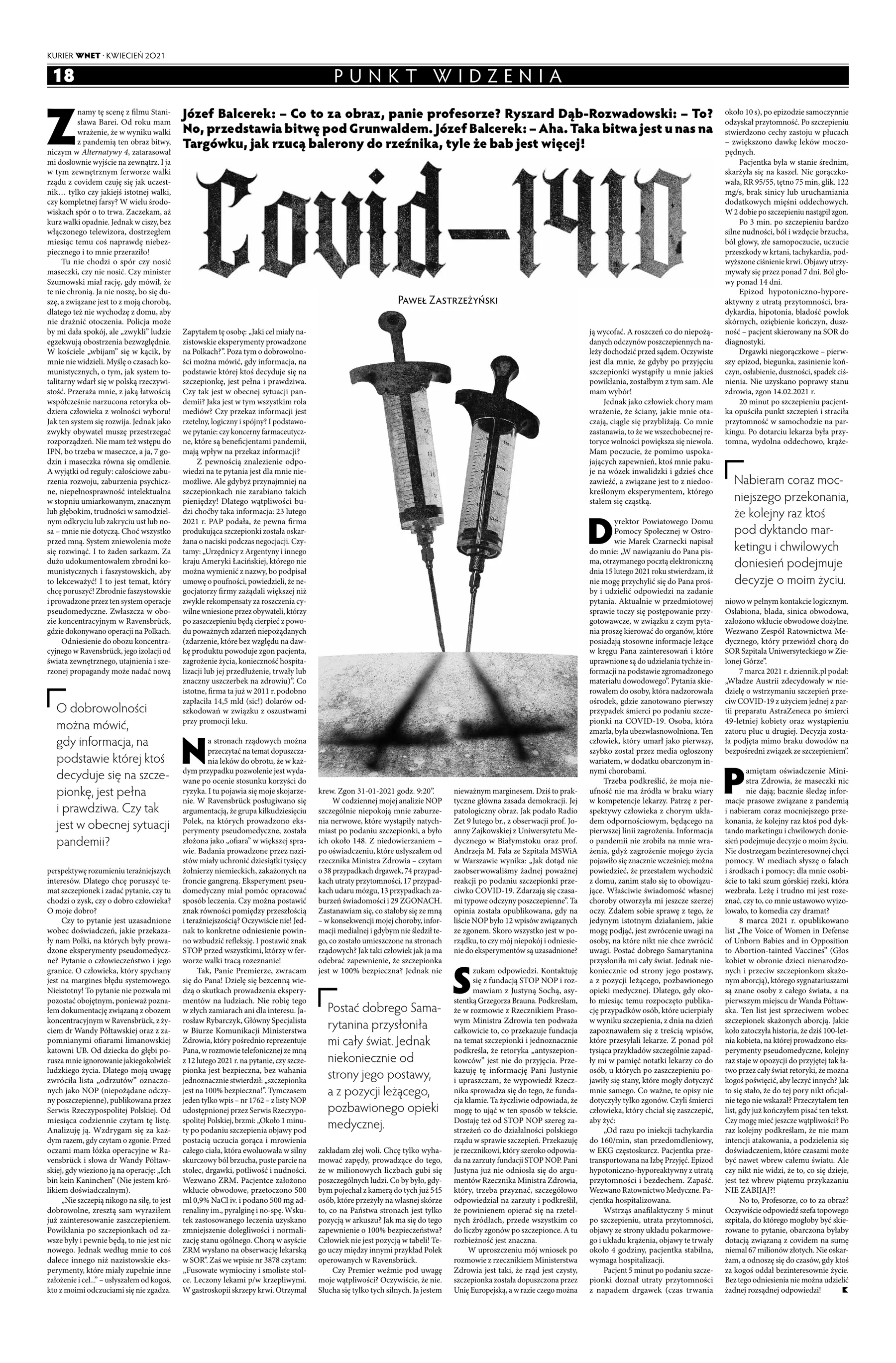 Artykuł COVID-1410 Pawła Zastrzeżyńskiego w Kurierze WNET