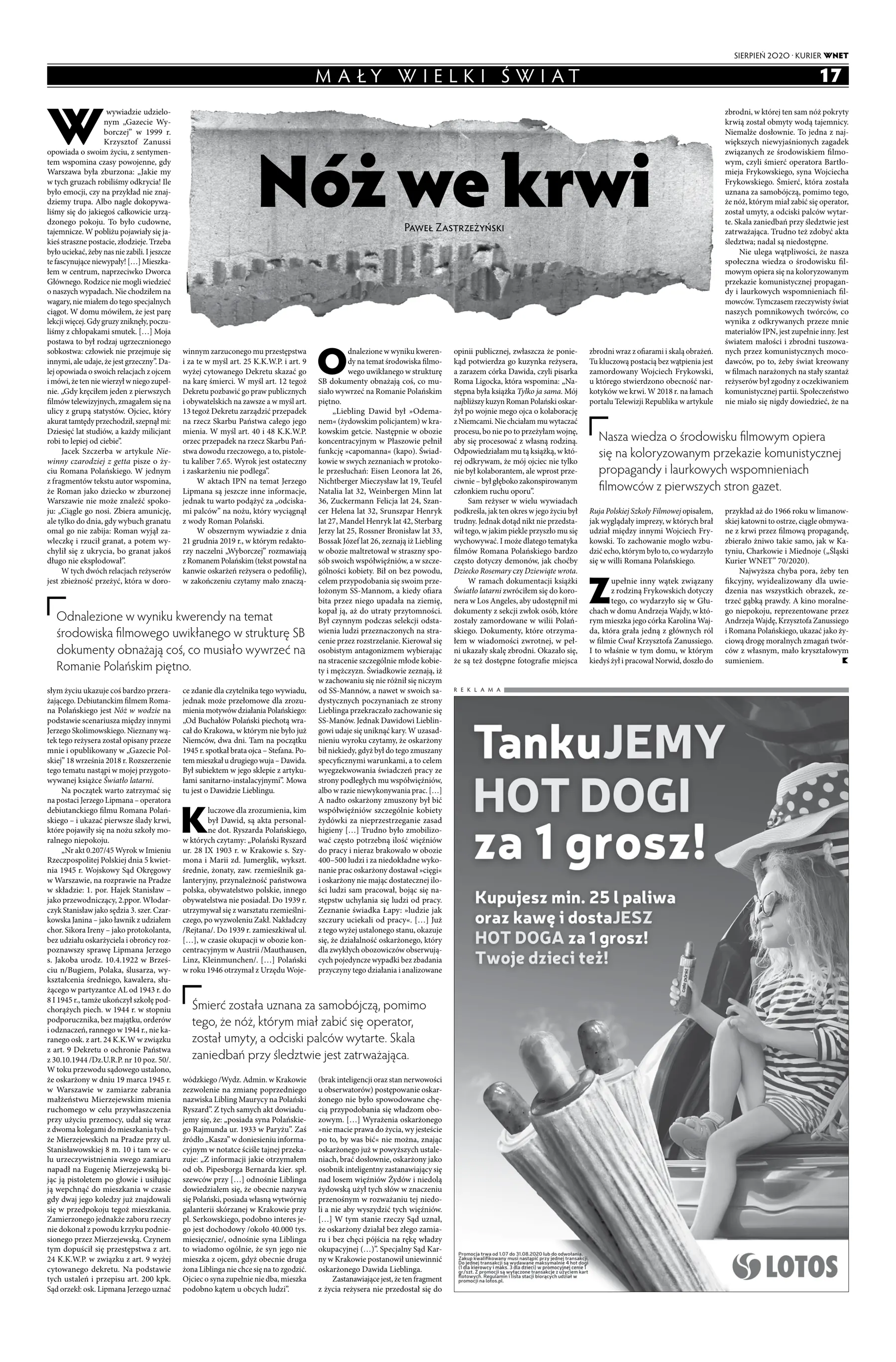 Artykuł Nóż we krwi Pawła Zastrzeżyńskiego w Kurierze WNET