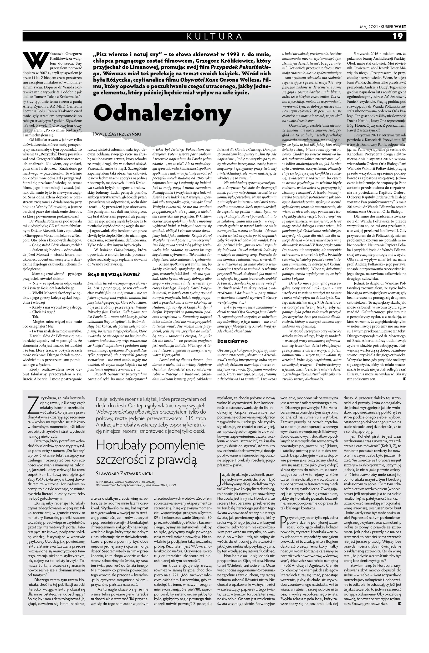 Artykuł Odnaleziony Pawła Zastrzeżyńskiego w Kurierze WNET
