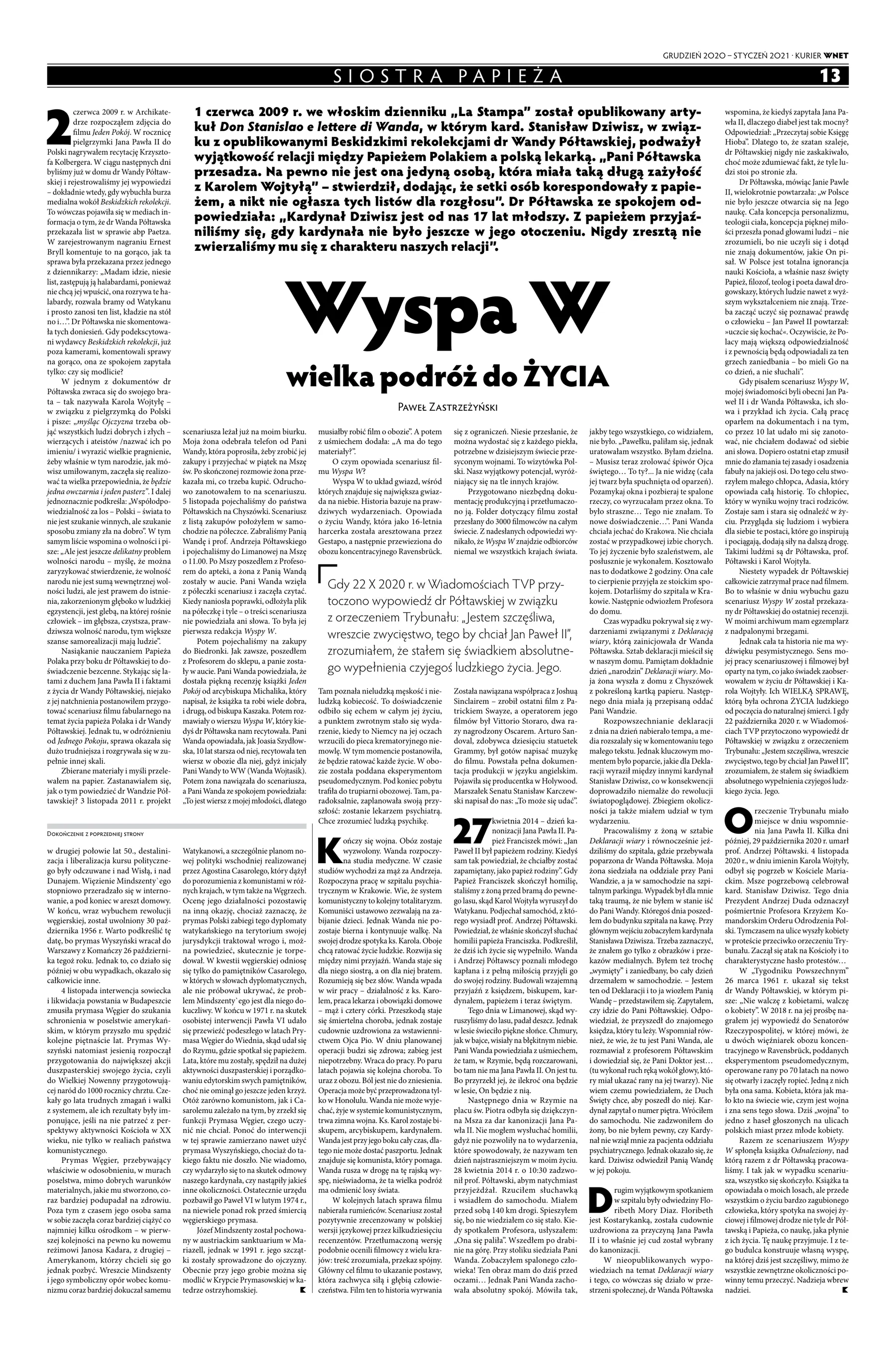 Artykuł Wyspa W wielka podróż do życia Pawła Zastrzeżyńskiego w Kurierze WNET