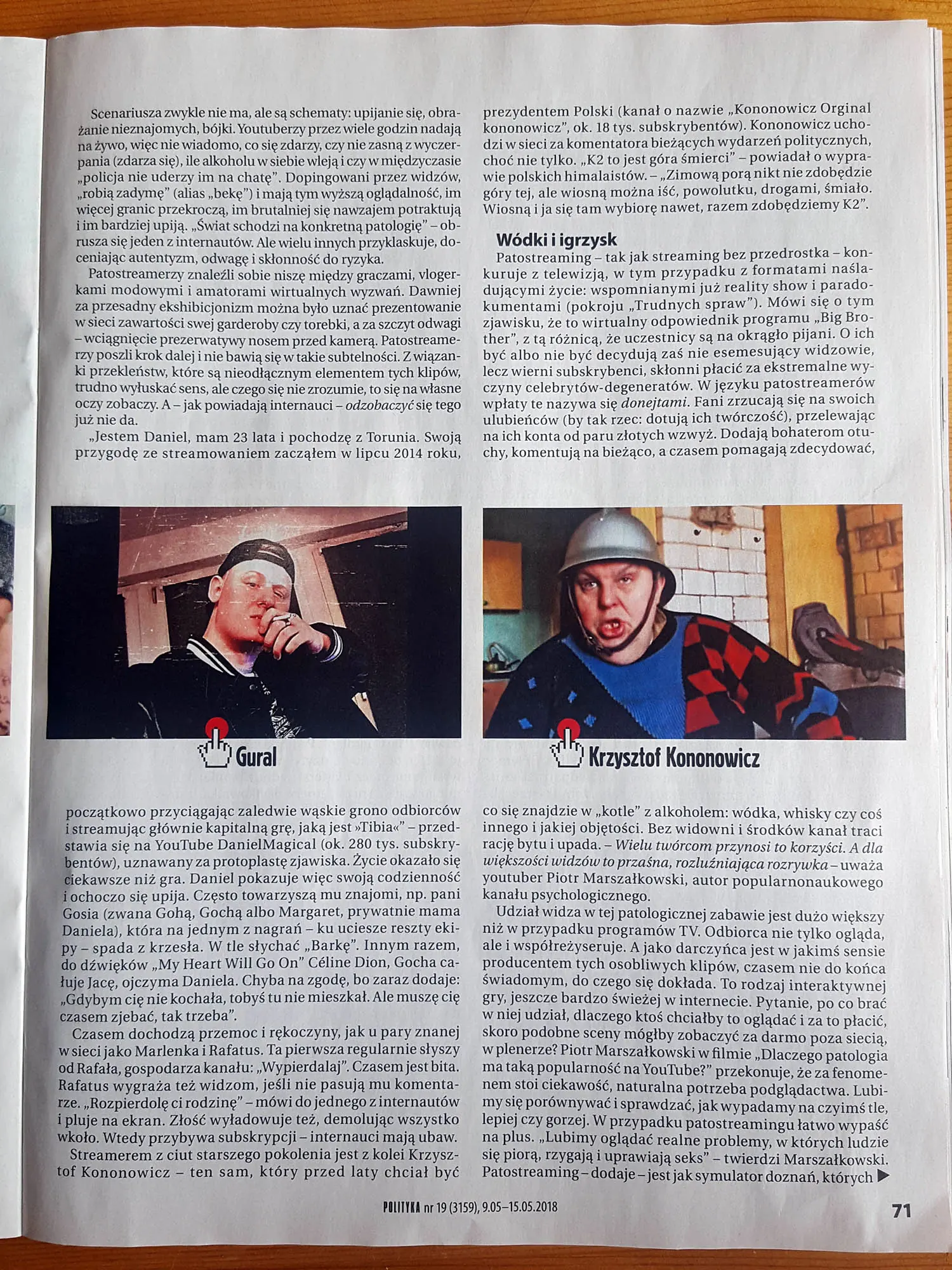 Druga strona publikacji TV Beka w tygodniku Polityka
