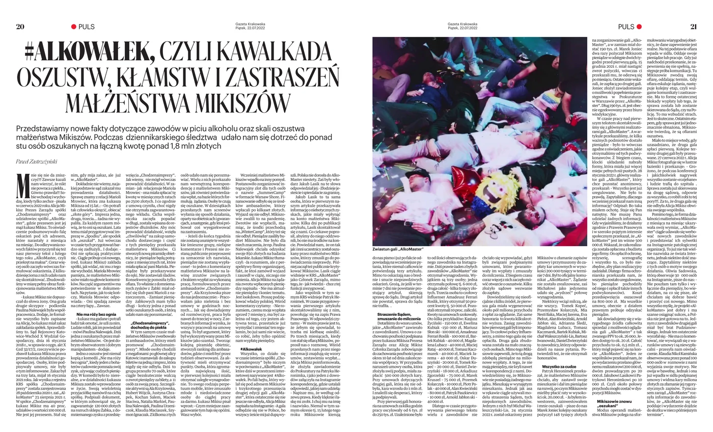 Podgląd publikacji: AlkoWałek, czyli kawalkada oszustw, kłamstw i zastraszeń małżeństwa Mikiszów